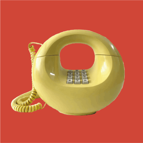 Teléfono domestico con estilo geométrico color amarillo