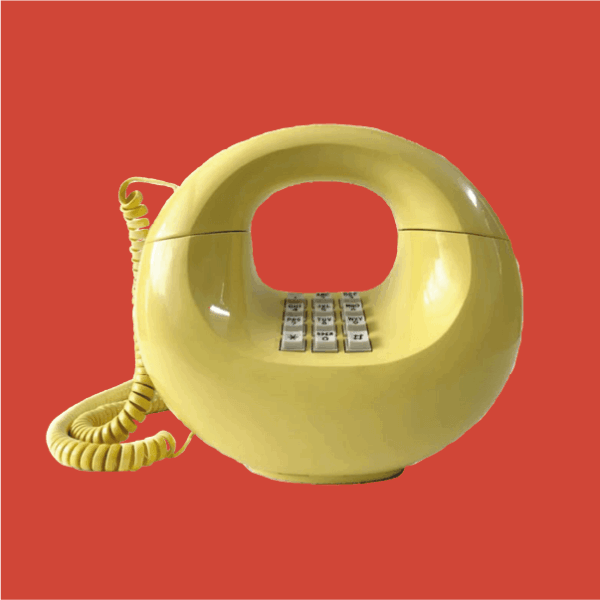 Teléfono domestico con estilo geométrico color amarillo