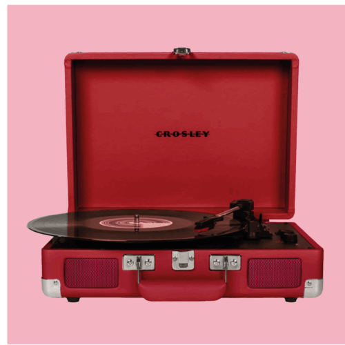 Tocadiscos antiguo, color rojo vino.