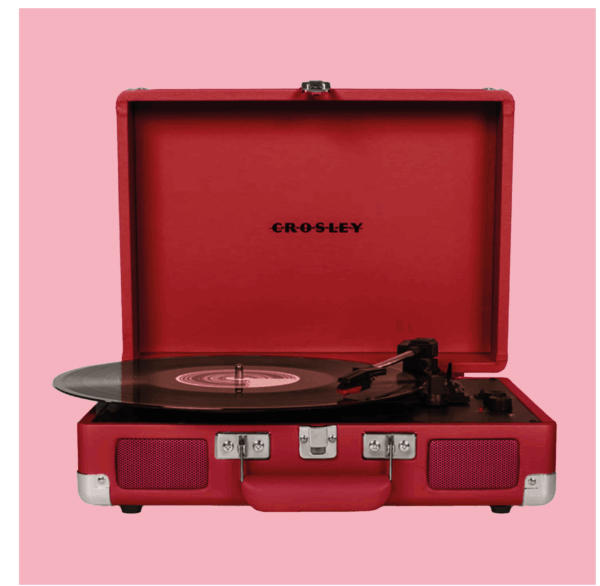 Tocadiscos antiguo, color rojo vino.