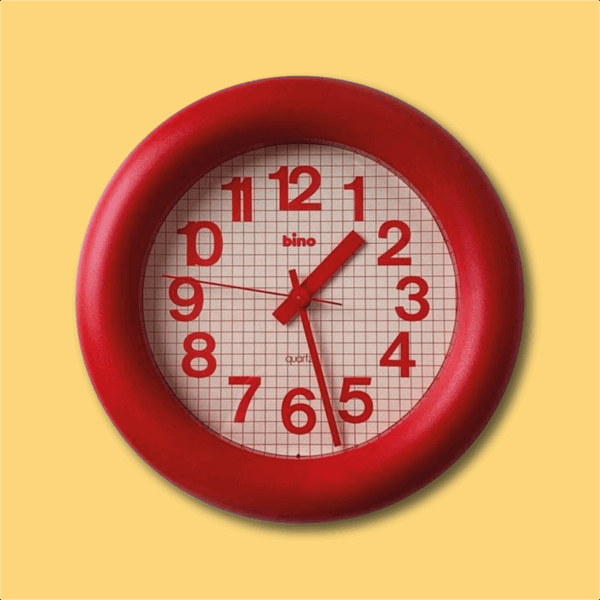 Reloj de pared redondo estilo retro rojo brillante